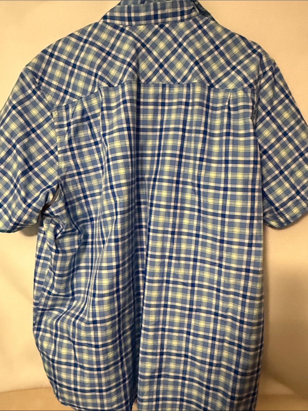 Under Armour Men's Blue and Light Green Plaid Short-Sleeve Button-Down Shirt - Picture 4 of 4